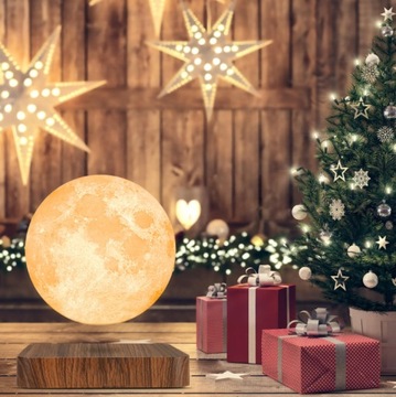 LAMPKA NOCNA STOŁOWA 3D KSIĘŻYC PŁYWAJĄCA MOON ŚWIECĄCY Z PODSTAWA 3 TRYBY