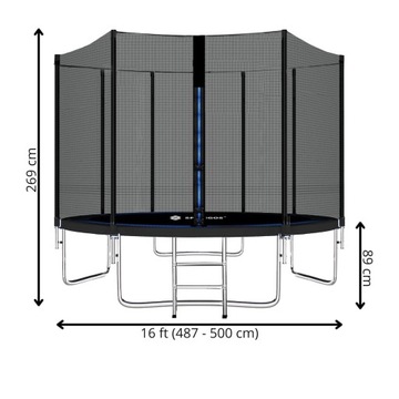 УЛИЧНЫЙ батут С СЕТКОЙ ДЛЯ ДЕТСКОГО САДА 500 см 16 ФУТОВ ПРЕМИУМ