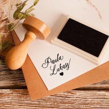 PIECZĄTKA stempel ślubny Serduszko + tusz