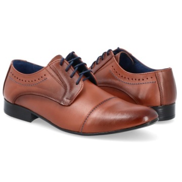 МУЖСКИЕ ФОРМАЛЬНЫЕ ТУФЛИ КОЖАНЫЕ 052 КОРИЧНЕВЫЕ R 41