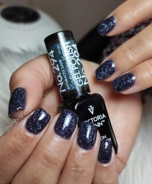 Гибридный лак Виктория Винн 294 Антрацит садр Серебряный пыль 8 мл