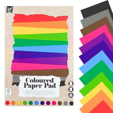 PAPIER KOLOROWY BLOK TEKTURA 220 gram 24 KARTKI A4 12 KOLORÓW GRUBY