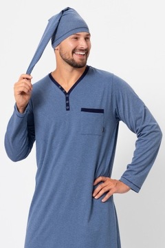 Мужская ночная рубашка с колпаком BONIFACY синяя XL