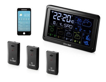 Stacja Pogodowa TermHoff WS1 Wi-Fi TUYA 3x Sensor Alarm Temperatury