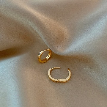 2PCS/Set Fashion Gold Color Hoop Earrings for