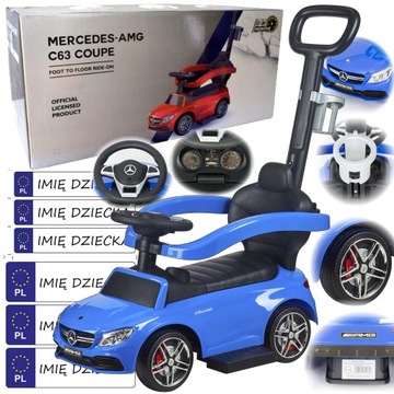 jeździk pchacz MERCEDES skrętna rączka + TABLICE