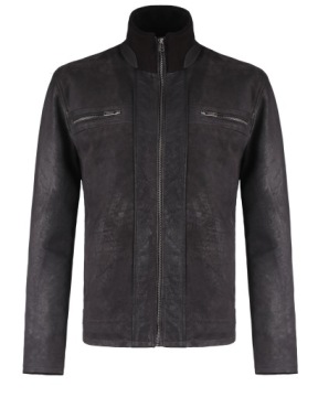 МУЖСКАЯ УТЕПЛЕННАЯ КОЖАНАЯ КУРТКА KAROL M POLISHED BLACK