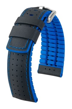 PASEK HIRSCH ROBBY KAUCZUKOWY BLACK / BLUE 20 MM