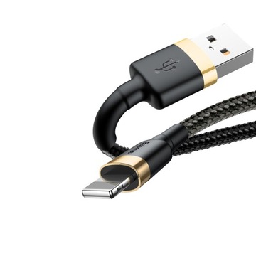 GRUBY kabel W OPLOCIE 1m 2.4A QC 3.0 do IPHONE