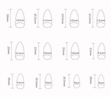 PAZNOKCIE SZTUCZNE TIPSY MIGDAŁ KLASYCZNY FRENCH ŻELOWE SAMOPRZYLEPNE 24SZT