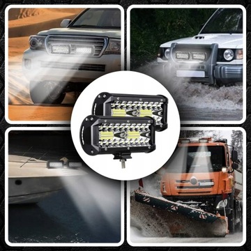 ZESTAW LAMPA ROBOCZA HALOGEN SAMOCHODOWY QUAD 2x 120W MOCNY LED CREE IP68