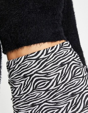 New Look Czarna spódnica tuba mini w paski zebry L
