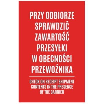 ETYKIETY NAKLEJKI SPRAWDŹ ZAWARTOŚĆ PACZKI 1000szt