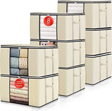 TORBA DO PRZECHOWYWANIA UBRAŃ PUDEŁKA ORGANIZER DO SZAFY BEŻOWY 90L x8