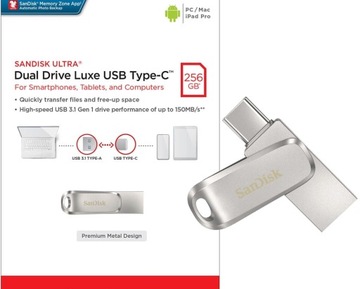 PenDrive SanDisk Ultra Dual Drive 256 ГБ USB-C/USB 400 МБ/с