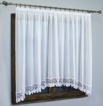 СОБОЛЬ БЕЛЫЙ ГОТОВАЯ ШТОРА С КРУЖЕВОМ 400х150 VOICE