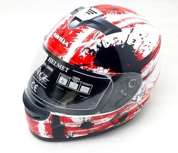 KASK INTERGALNY MOTOCYKLOWY SKUTER ROZMIAR M 57-58cm BIAŁO-CZERWONY