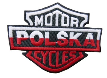 NASZYWKA MOTOCYKLOWA BIAŁO CZERWONA CHOPPER NOWOŚĆ