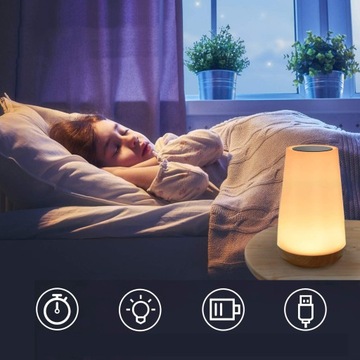 BEZPRZEWODOWA BIURKOWA LAMPKA NOCNA DLA DZIECI DOTYKOWA RGB USB PILOT