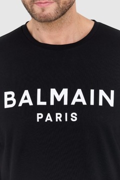 BALMAIN Czarny t-shirt męski z nadrukowanym logo S