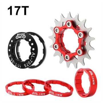 1-скоростной велосипед, зубчатая кассета Fixie Gear 17T, адаптер Freehub, красная звездочка