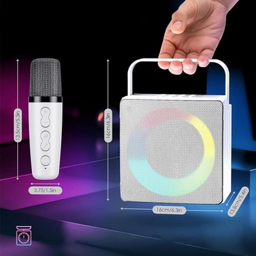 КАРАОКЕ-МАШИНА BLUETOOTH 5.0 ДИНАМИК 2 БЕСПРОВОДНЫХ МИКРОФОНА СВЕТОДИОД USB
