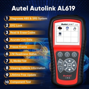 AUTEL AUTOLINK AL619 2023 PL INTERFACE OBD2 сканер ABS SRS Инструмент сканирования подушек безопасности