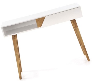 KONSOLA SKANDYNAWSKA DREWNIANA = BIURKO Z SZUFLADĄ