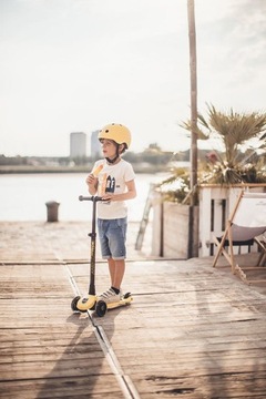 SCOOTANDRIDE KASK Dla Dzieci Regulowany Lampka LED S-M Lemon 3 lata+