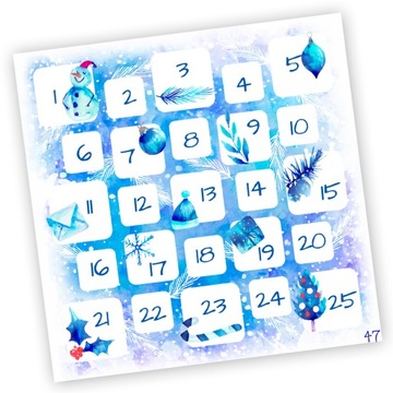 NAKLEJKI ŚWIĄTECZNE KALENDARZ ADWENTOWY 47 20x20