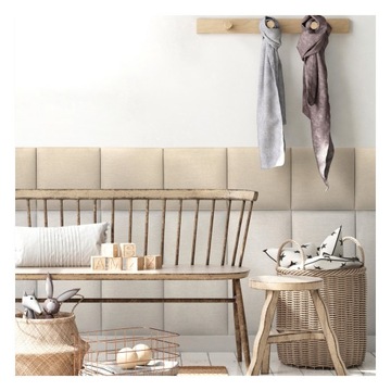 Мягкие стеновые панели 30х30, изголовье бархатное.