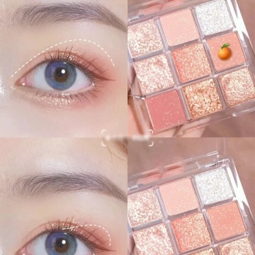 9-цветная палитра теней для век Rose Pink Earth Color Pearly Matte Milk Tea Glitte