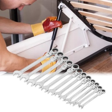 Zestaw kluczy grzechotkowych z elastyczną głowicą, 12 szt., metryczny