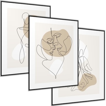 3 x PLAKAT 21X30 A4 KSZTAŁTY BEŻOWY MINIMALIZM BEŻ BRĄZ MIŁOŚĆ DZIEŃ KOBIET
