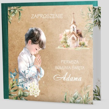 ZAPROSZENIA na Komunię IMIĘ Papier perłowy+koperta
