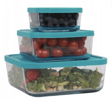 СТЕКЛЯННЫЕ КОНТЕЙНЕРЫ с крышкой ЧАШИ ДЛЯ ПОСУДОМОЕЧНОЙ МАШИНЫ ланч-бокс НАБОР из 3 шт.