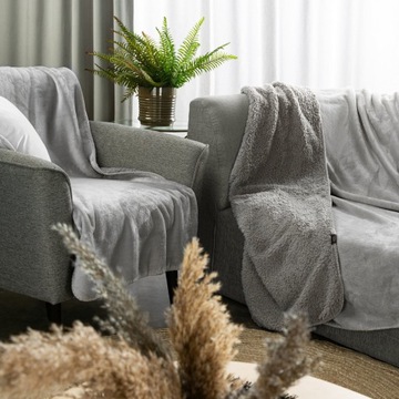 Одеяло Двустороннее 200х220 Шерпа Теди Серебро Еврошторы Ягненок ЦВЕТА