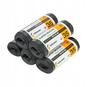 ПРОЧНЫЕ ПАКЕТЫ ДЛЯ МУСОРА ДЛЯ БАНКА, ТОЛСТЫЕ, ЧЕРНЫЕ, 35Л, 15 ШТ, ПЛЕНКА ПВД