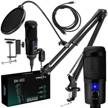 Конденсаторный USB-микрофон для игровой студии + БОЛЬШАЯ подставка XL + POP-фильтр