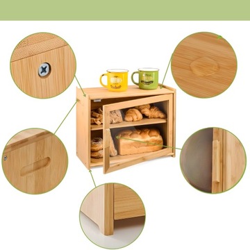 Chlebak bambusowy pojemnik żywność przyprawy półka szafka do kuchni deska