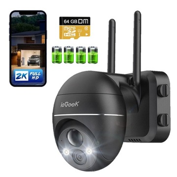 Kamera Obrotowa Baterią Bezpieczeństwa Zewnętrzna WiFi 3MP 4xZOOM PZT+64GB