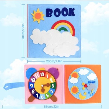 КНИГА из Войлока РАЗВИВАЮЩАЯ КНИГА ИГРУШКИ ДЛЯ ДЕТЕЙ 12 ТЕМ
