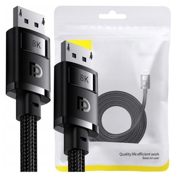 BASEUS KABEL PRZEWÓD DISPLAYPORT 8K 60HZ 2M DŁUGI SZYBKI WYTRZYMAŁY CZARNY