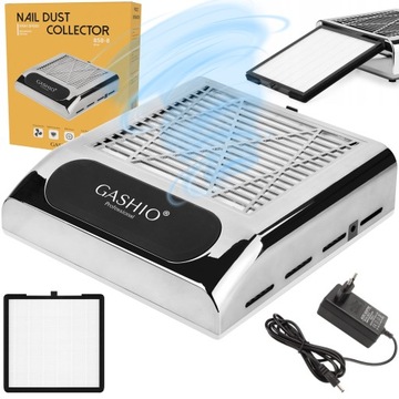 Pochłaniacz Pyłu Do Paznokci Manicure Bezworkowy Z Filtrem HEPA 80W Srebrny