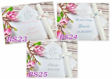 Крестильный набор, белая одежда и крестильная свеча, именной сувенир Perła BS