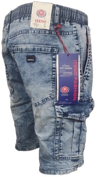 Spodenki Męskie Jeansowe Bojówki Krótkie Spodnie Jeans W38