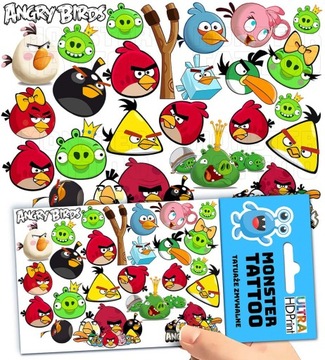 TATUAŻE ZMYWALNE TYMCZASOWE DLA DZIECI ANGRY BIRDS WZORY ORYGINALNE