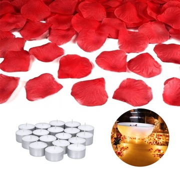 ZESTAW DO DEKORACJI PŁATKI RÓŻ ŚWIECZKI ROMANTIC