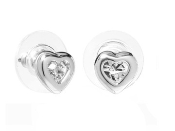 SREBRNE KOLCZYKI DLA DZIECKA SERDUSZKA SWAROVSKI