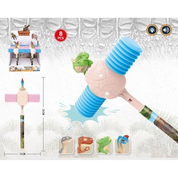 MŁOTECZEK MŁOTEK PISZCZĄCY DINOZAUR-ŚWIECI